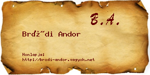Bródi Andor névjegykártya